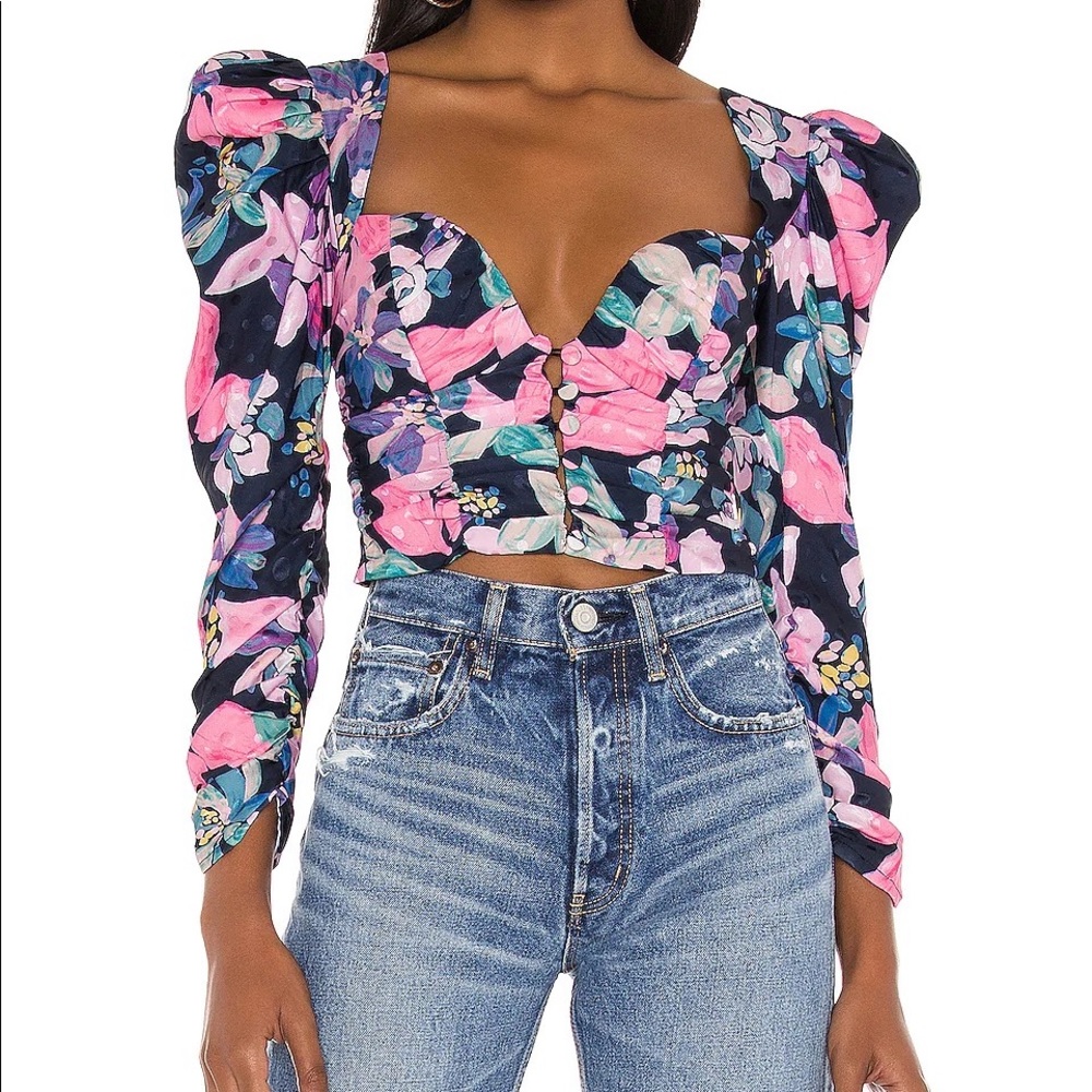 NWT For Love & Lemons Penny Floral Blouse